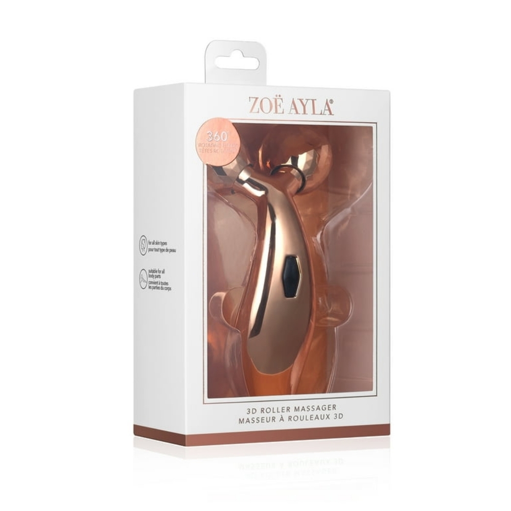 new Zoe Ayla 3D Roller Face and Body Massager New in Box Rotating Heads